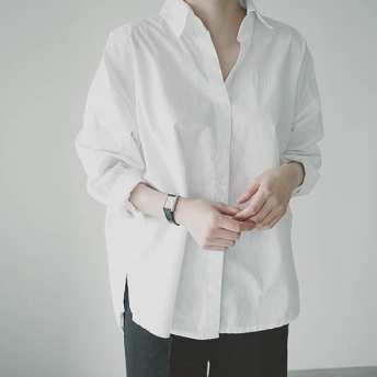   【トップス】 超人気商品 カジュアル 折り襟 スリット 長袖 シングルブレスト シャツ·ブラウス  
