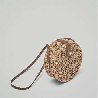   【 バッグ 】超目玉 草編み シンプル レトロ 肩掛け マグネット 斜め掛け ボディバッグ  