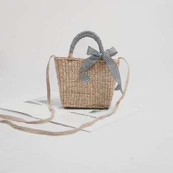   【 バッグ 】超目玉 草編み シンプル レトロ 斜め掛け 紐締め 草編み ハンドバック  