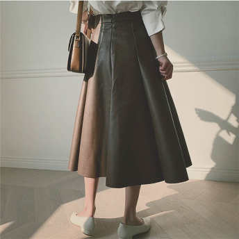   【ボトムス】色っぽい雰囲気 ファッション 無地 ハイウエスト ロング Aライン スカート  