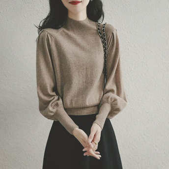   【トップス】個性的なデザインファッションオシャレ プルオーバー無地 長袖ニットセーター  