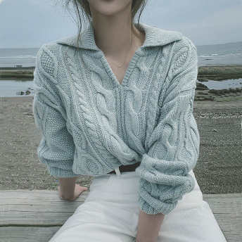   【トップス】カジュアル 合わせやすい ファッション 折り襟 気質よい 着心地いい ニットセーター  