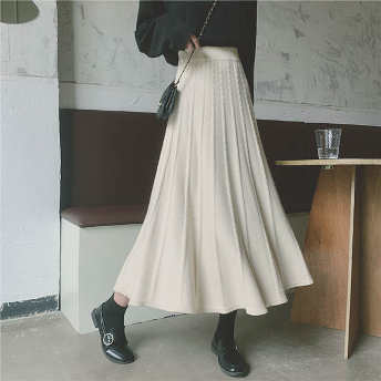   【ボトムス】優しい雰囲気 ファッションハイウエストプリーツスカートギャザー飾りシンプルスカート  