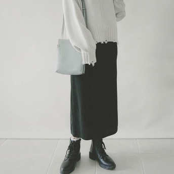   【ボトムス】個性的なデザイン フェミニン ファッション レギュラーウエスト ロング 無地 スカート  