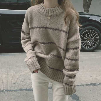   【トップス】可愛いデザインファッションシンプルおしゃれ秋冬プルオーバーニットセーター  
