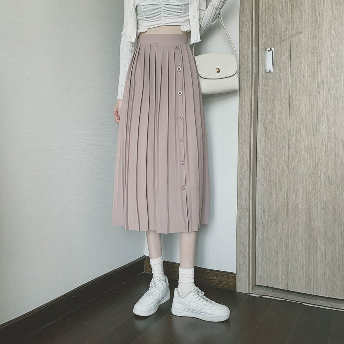   【ボトムス】  今季大注目のアップ ファッション  ハイウエスト ボタン スカート  