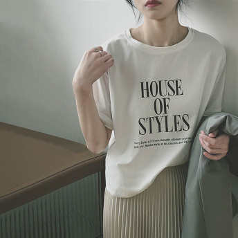   【トップス】柔らかくて優しい印象 シンプル コットン ファッション プリント アルファベット Tシャツ  