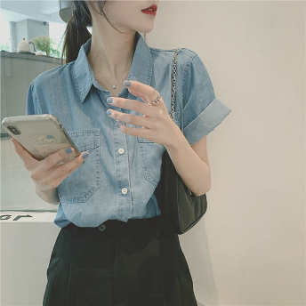  【トップス】デザイン性抜群 韓国風 ファッション レディース 半袖シャツ·ブラウス  
