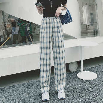   【STAFF SNAP】【ボトムス】韓国風ファッションダイス柄カジュアルハイウエスト 合わせやすい パンツ  