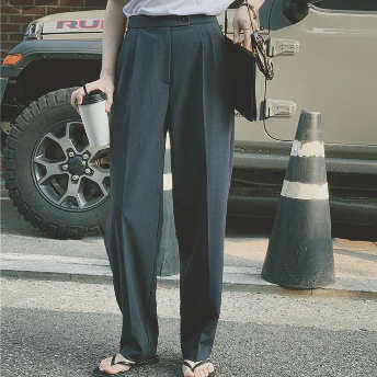   【ボトムス】韓国風ファッション 通勤/OL ハイウエスト レギュラー丈 パンツ  