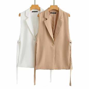   【アウター】個性的なデザイン ノースリーブ 折り襟 スーツジャケット  