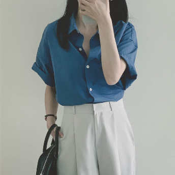   【トップス】可愛いデザイン韓国風ファッション無地おしゃれシャツ·ブラウス  