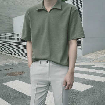   【トップス】個性的なデザイン韓国風ファッションおしゃれ無地プルオーバー半袖Tシャツ  