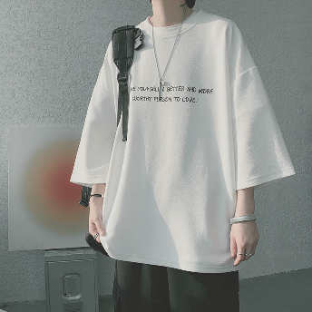   【トップス】ゆったり型 気質アップ  アルファベット柄付き シンプル カジュアル  五分袖 夏 Tシャツ  