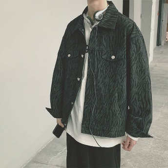   【アウター】韓国系 ファッション シングルブレスト 総柄 折り襟 ジャケット  