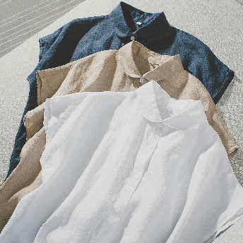   【トップス】柔らかくて優しい印象 カジュアル 森ガール 無地 ボタン 折襟 半袖 シャツ  
