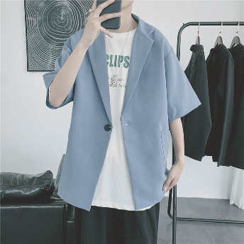   【アウター】人気上昇中 シンプル 韓国系 五分袖 シングルブレスト スーツジャケット  