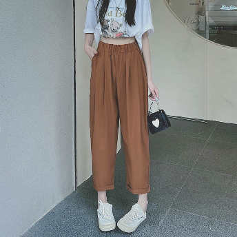   【STAFF SNAP】【ボトムス】韓国風ファッション レトロ ギャザー飾り ゆるリラックス パンツ  