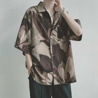   【トップス】一枚で視線を奪う  カモフラ  韓国系 メンズファッション シャツ  