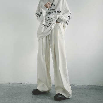   【ボトムス】個性的なデザインファッションカジュアル無地ハイウエスト春秋ロングパンツ  
