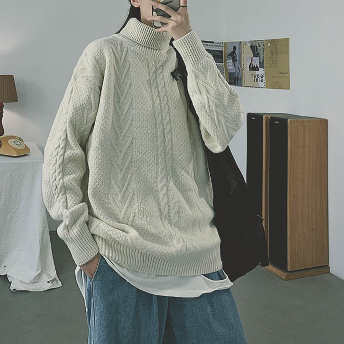   【STAFF SNAP】【トップス】男女兼用 韓国系 無地 ハイネック 幾何柄 セーター  