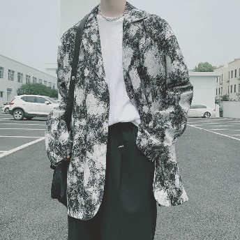   【アウター】 絶対流行 韓国系 魅力的 配色  プリント 長袖 春秋 メンズ 秋コーデ スーツジャケット  
