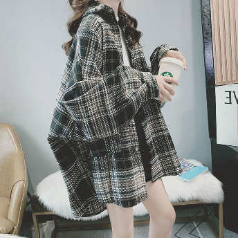   【アウター】韓国風ファッション チェック柄 シングルブレスト カーディガン  