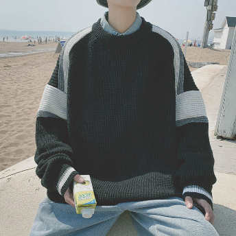   【トップス】人気上昇中 配色 切り替え  韓国系  ストリート系 メンズ セーター  