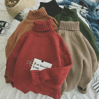   【トップス】男女兼用 多色 無地 ハイネック 長袖 合わせやすい ニット セーター  