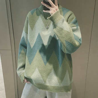   【トップス】人気爆発 流行の予感 配色 韓国系 ファッション メンズ ニットセーター  