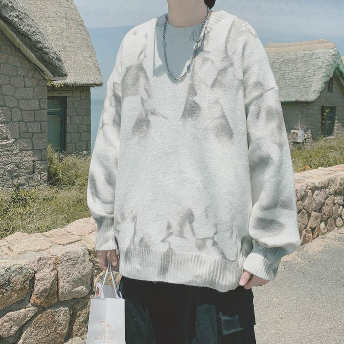   【トップス】着回し力抜群韓国風ファッション 配色 プルオーバーメンズセーター  