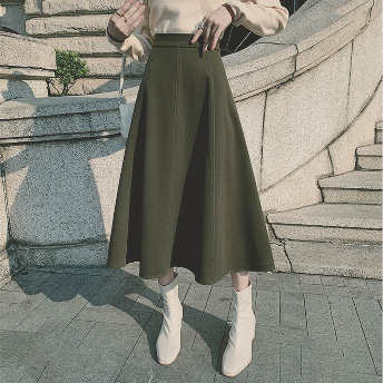   【STAFF SNAP】【ボトムス】大人可愛い ファッション ハイウエスト ボールガウン 秋冬 体型をカバー 無地 デート スカート  