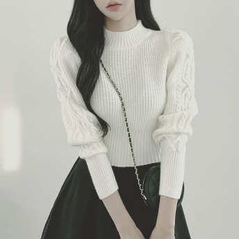   【トップス】柔らかくて優しい印象 長袖 シンプル 韓国風ファッション ラウンドネック ニットセーター  
