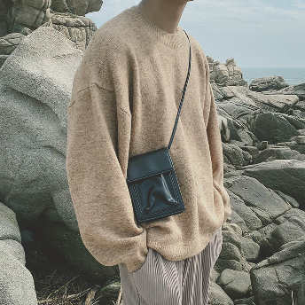   【バッグ】PU 韓国 ファッション 無地 合わせやすい メンズ カバンショルダーバッグ  