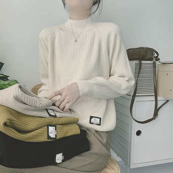   【STAFF SNAP】【トップス】好感度をアップファッション 防寒 アンプルライン ハーフネック ニットセーター  