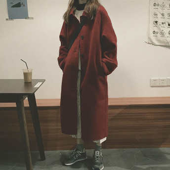   【アウター】目を奪われ 韓国風 ファッション シングル ブレスト 折襟 ロング コート  