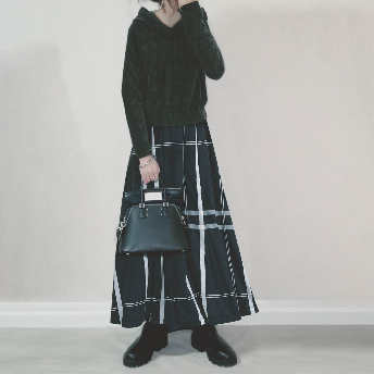   【予約販売】【ボトムス】絶対流行 ファッション 合わせやすい セーター+シンプル チェック柄 スカート 上下セット  