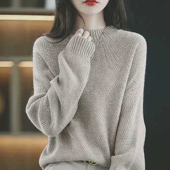   【トップス】柔らかくて優しい印象ファッション無地おしゃれプルオーバーニットセーター  