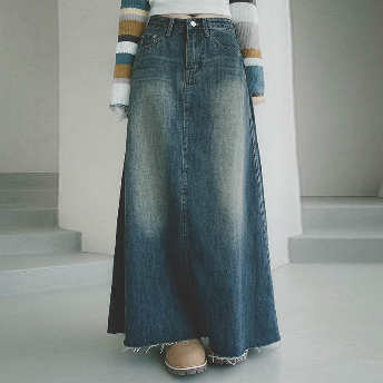   【ボトムス】韓国風ファッション 体型カバー ファッション エイジング加工 デニム風 レディース スカート  