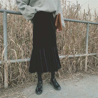   【ボトムス】 韓国風ファッション シンプル ハイウエスト ロング スカート  