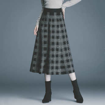   【ボトムス】可愛いデザイン レトロ 切り替 えチェック柄 ロング ハイウエスト スカート  