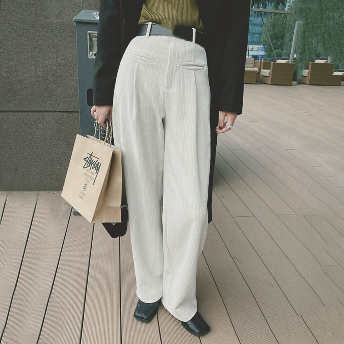   【STAFF SNAP】【ボトムス】韓国風ファッション シンプル ストレート 着痩せ パンツ  