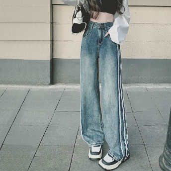   【ボトムス】 ストリート系 ファッション 合わせやすい カジュアル ストライプ柄 配色 パンツ  