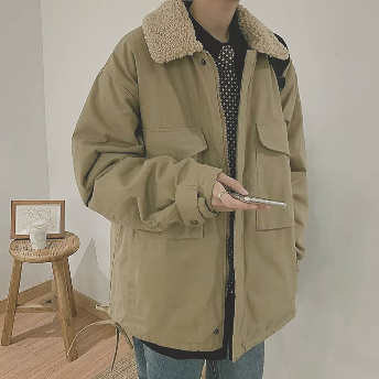   【アウター】暖かい 分厚い 韓国風ファッション 無地 メンズ  ジッパー ジャケット  