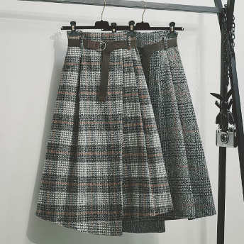   【ボトムス】好感度UP ファッション チェック柄 コットン ベルト付き スカート  