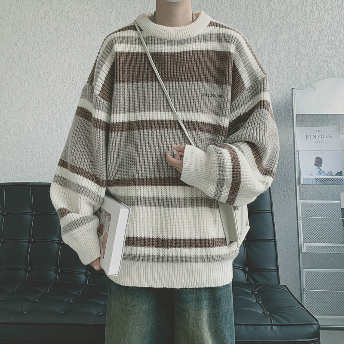   【トップス】ins超人気 韓国系 高級感 ボーダー 大人男子 柔らか 厚手 メンズニットセーター  
