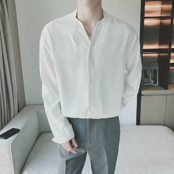   【トップス】気質アップファッションオシャレ無地シンプル 長袖 シングルブレスト シャツ  
