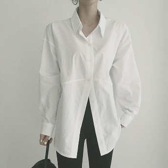  【トップス】上品なシルエットファッション 不規則 シングルブレスト 通勤 折襟 シンプル シャツ  