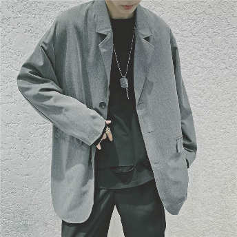   【アウター】安心感のある 韓国系 シングルブレスト サイドポケット スーツジャケット  