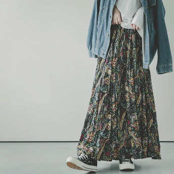   【ボトムス】女っぽさが漂う ファッション 3色展開 ギャザー プリント スカート  